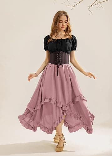 Scarlet Darkness Long Skirts for Women High Waist Renaissance Skirt Maxi Skirt with Pockets thumbnail 3