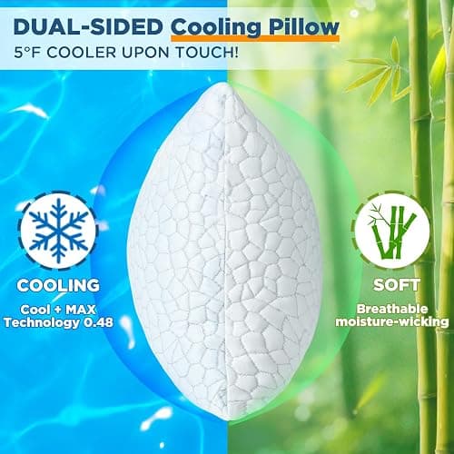 SUPA MODERN Cooling Pillow Queen Size Set of 2, CertiPUR-US Shredded Memory Foam Pillows for Sleeping, Cool Bed Pillows for Hot Sleepers, Adjustable Firm Pillow for Side,Back,Stomach Sleepers thumbnail 2