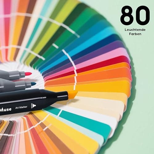 MarkMuse 80 Alkohol Marker Set, Doppelspitze (Meißel & Feinspitze) Blitzschnell Trocknende Alkohol Marker Stifte für Studenten, Künstler & Anfänger – Ideal für Manga, Skizzen, Design-Projekte thumbnail 4
