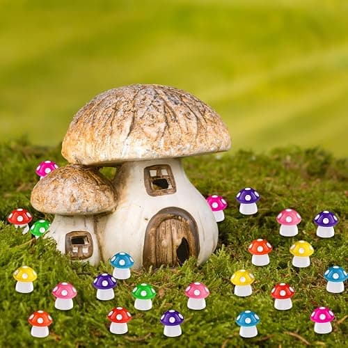 DIYDEC 100pcs Mini Resin Mushroom 8 Colors Small Mushrooms Figures Tiny Resin Mushrooms Plastic Little Miniature Mushrooms Bulk for Dollhouse Decor Micro Fairy Garden Landscape Aquarium Tiny Toys thumbnail 7