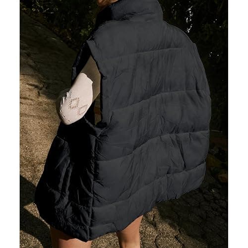 Songling Womens Oversized Puffer Vest Stand Collar Full Zip Sleeveless Bubble Puffer Vest Quilted Padded Warm Coat Outwear thumbnail 6
