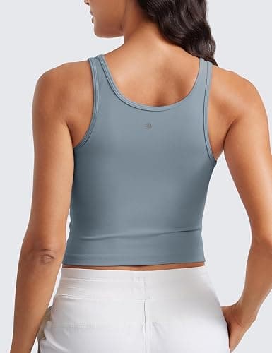 CRZ YOGA Butterluxe Double Lined Tank Tops for Women - Workout Casual Scoop Neck Racerback Crop Sleeveless Shirt thumbnail 2
