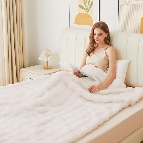 ORINOVA Light Beige Cozy Faux Fur Throw Blanket for Living Room Bedroom 50x60 Thick Ultra Soft Aesthetic Fuzzy Throw Blanket Fluffy Furry Bed Comforter Home Decor 860 GSM thumbnail 7