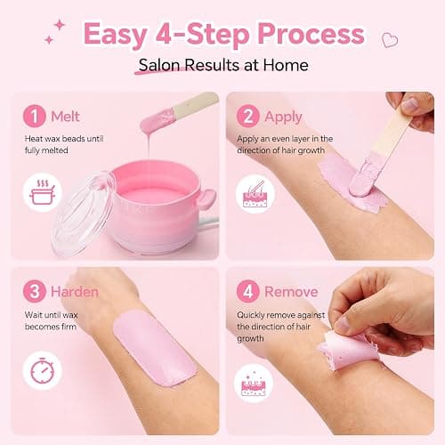 UKF Home Waxing Kit with Hard Wax Beans Complete Hair Removal System | Waxing Beads Warmer Hair Removal for Women Men Full Body Depilatory Bikini Face Legs Nose Beauty Personal Care Portable Kit thumbnail 3