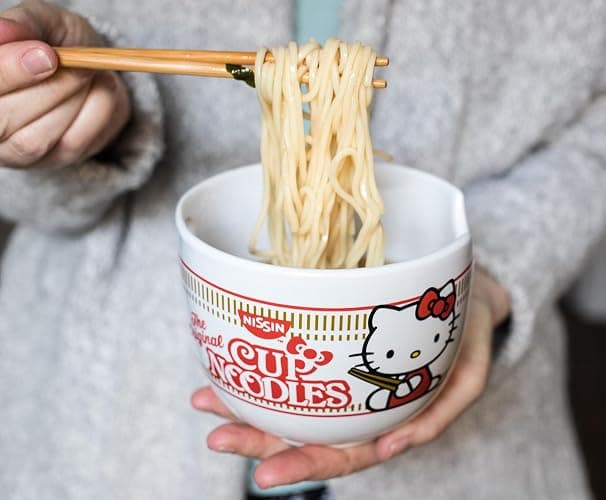 Hello Kitty Cup Noodles Japanese Ceramic Dinnerware Set | Includes 20-Ounce Ramen Bowl and Wooden Chopsticks | Asian Food Dish Set For Home Kitchen | Kawaii Anime Gifts, Official Sanrio Collectible thumbnail 5