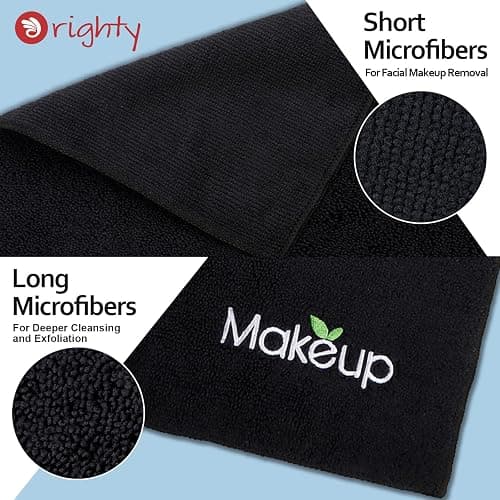 Orighty Microfiber Makeup Remover Cloths, 13 x 13 Inch, 6 Pack | Super Soft, Quick Dry Black Face Towels for Cleansing thumbnail 3