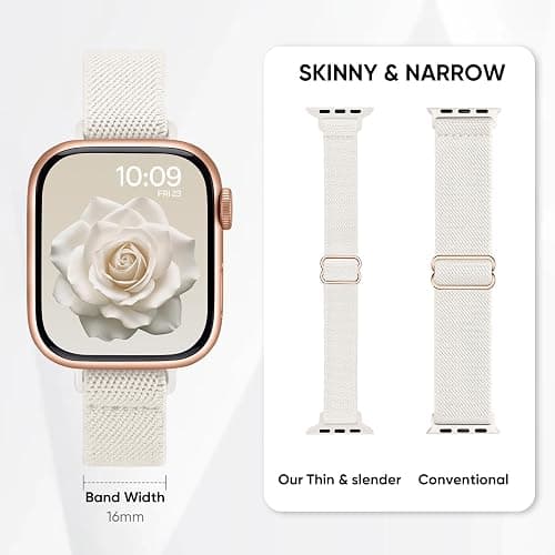Slim Stretchy Band Compatible with Apple Watch Bands 40mm 41mm 42mm 38mm 44mm 45mm 46mm 49mm Women Men, Thin Skinny Elastic Nylon Solo Loop Strap for iWatch Series 10 9 8 7 6 5 4 3 11 Ultra SE 2/3 thumbnail 2