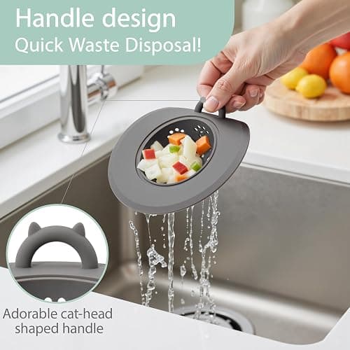 Li&Zhao Kitchen Sink Drain Strainer - 4 PCS Silicone Sink Strainer Drain Stopper Sink Plug 4.6˝ Diameter Rim Drain Catcher Kitchen Sink Drain Filter Basket (4 Colors) thumbnail 5