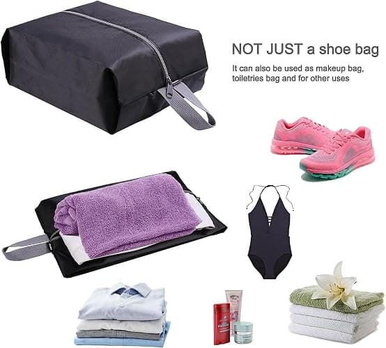 YAMIU Travel Shoe Bags Set of 4 Waterproof Nylon with Zipper for Men & Women, Black thumbnail 6