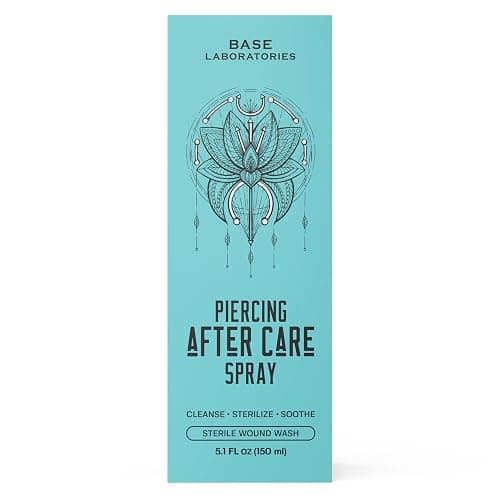 BASE LABORATORIES Piercing Aftercare Saline Spray 4 oz, Ear Cleaner, 2-Pack | Ear Piercing Cleaner, Nose Piercing Spray, Saline Solution, Keloid Bump, Navel Care, Sterile Wound Wash, Belly Button Soak thumbnail 8
