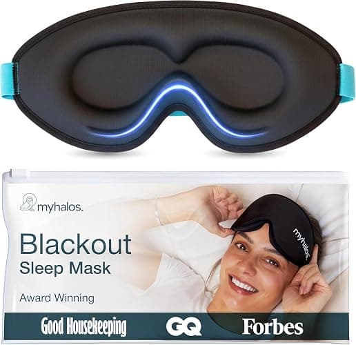 MyHalos® Sleep Mask – 3D Blackout Eye Mask for Women & Men, Side Sleepers, Zero Pressure Memory Foam Eyelash Friendly, Breathable,Award-Winning Sleep Aid for Travel (Black, 1 Count (Pack of 1) - Image 1
