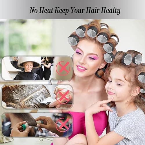 Hair Roller Set,Velcrorollers for Hair,Self Grip Hair Rollers, Salon Hairdressing Curlers, DIY Hair Styles, 3 Sizes Jumbo Large Medium 18pcs Rollers with Makeup Case,Clips & Comb Heatless Curlers thumbnail 4