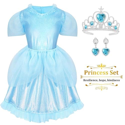 LIMIROLER Princess Dress Up Clothes for Little Girl Role Play Costume Gift Set Princess Dress Up Toys for Toddler Girls thumbnail 9