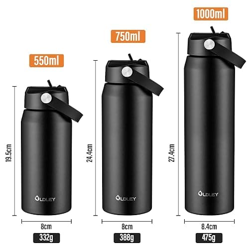 OLDLEY 750ml Insulated Water Bottle with Straw, Stainless Steel Water Bottles with Handle, Leakproof BPA Free Vacuum Metal Flask Keep Hot and Cold for Sports, Travel, Hiking (Pink) thumbnail 2