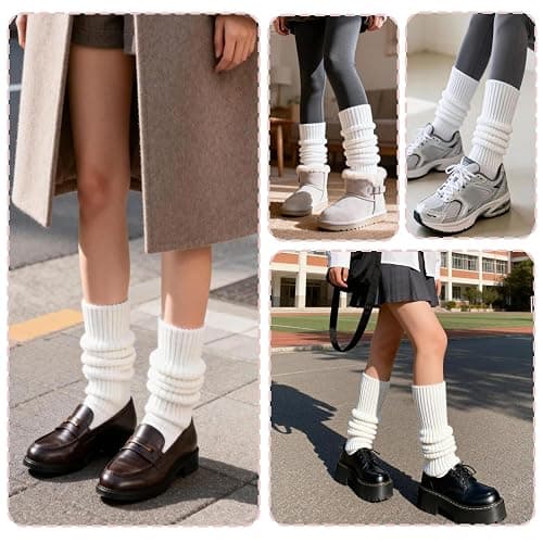 Orivastine Women Y2K Kawaii Leg Warmers, Japanese Knit Long Ribbed Boot Socks, Retro 80s Winter Warm Boot Warmers thumbnail 7