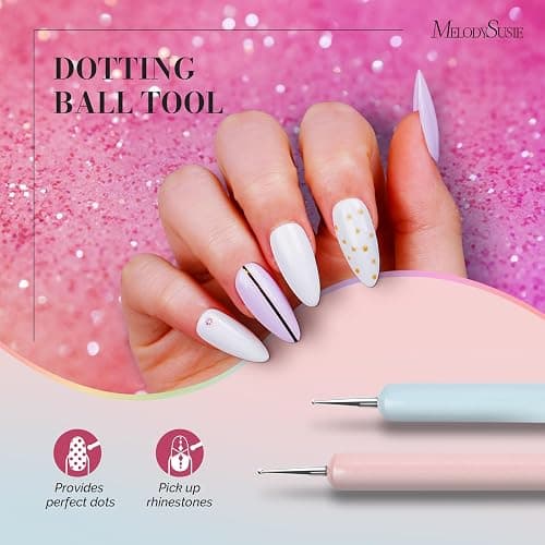 MelodySusie Nail Art Brushes Set, 6pcs Nail Art Design Pen Painting Tools | With Extension Gel Brush, Polish Brush, Builder Brush,Liner Brush, Carved Brush, and Dotting Pen for Home DIY Salon Use thumbnail 5