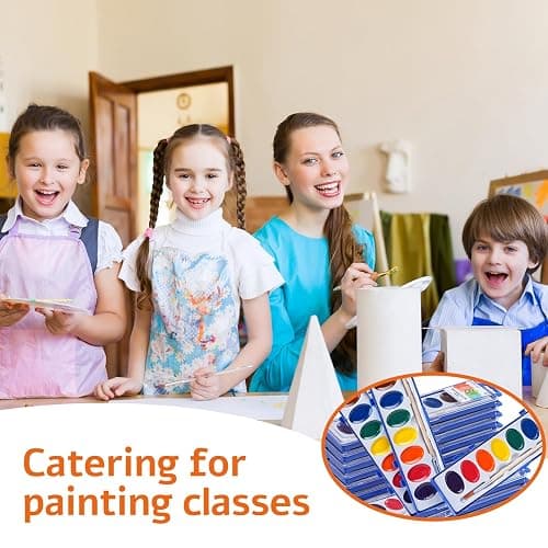 Watercolor Paint Set for Kids (8 Colors), 24 Pack Washable Watercolor + 24 Woodbrushes, Water Color Paint for Classroom, Party Favors and Art Activities thumbnail 6