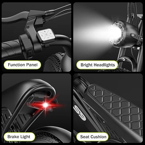 ASKGO Electric Bike for Adults, 2500W Peak Electric Dirt Bike, 28MPH 65Miles E Bike with 48V 20AH Removable Battery, 16"/20" Fat Tire All-Terrain Ebike with NFC Unlock thumbnail 6
