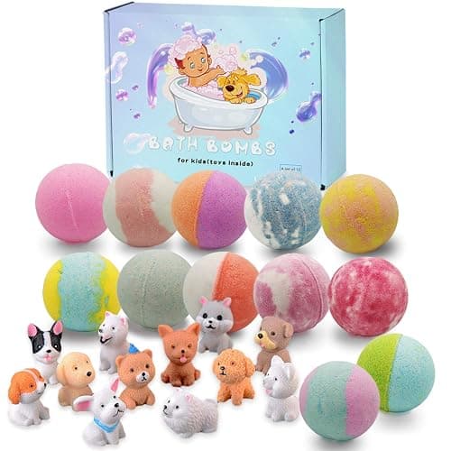 3.5 oz XL Bath Bombs for Kids with Puppy Toys Inside Kids Bath Bombs Organic Bubble Bath Fizzies Colorful Bomb 12 Pcs Set Birthday/Christmas Surprise Gift for Girls & Boys - Image 1