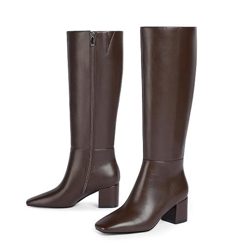 VIUGJNEX Knee High Boots Women Chunky Heel Square Toe Tall Boots for Women Block Mid Heeled Long Fall Boots with Side Zipper thumbnail 4