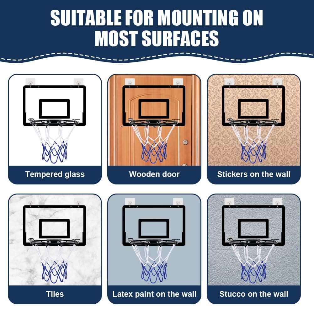 OSDUE Mini Basketball Basket Set for Indoor Kids Wall Mount with 4 Balls Basketball Basket Set Door for Boys Girls Outdoor Indoor Gift for Children's Day thumbnail 3