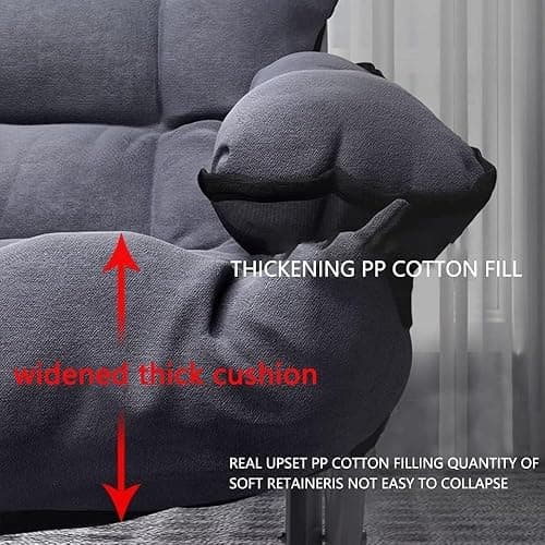 Modern Lazy Chair with Ottoman, Folding Lounge Reclining Sofa Chair with Armrest Comfy Lounge Chair Leisure Chair with Side Pocket for Bedroom, Balcony, Living Room, Office, Grey thumbnail 6