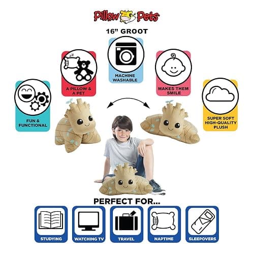 Pillow Pets Marvel Groot Soft Plush Folding Stuffed Animal and Kids Pillow – Official Guardians of the Galaxy Merchandise, 16 Inch, for Travel, Bedtime, and Play thumbnail 4