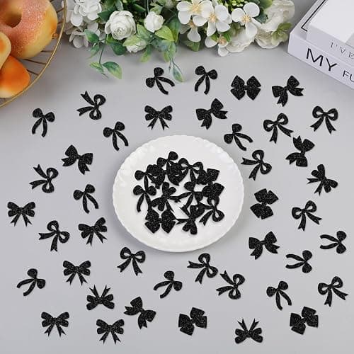 Cheerupp 200 Pcs Black Bow Confetti, Bow Table Scatter Confetti Decorations, Black White Table Paper Decor for Baby Shower Birthday Wedding DIY Crafting Supplies thumbnail 2