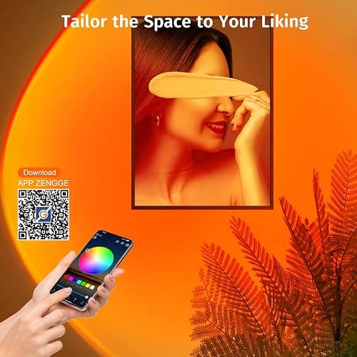 Neroupe Sunset Lamp Projector with APP & Button Control, 360 Degree Rotation Multiple Colors Changing LED Lamp Night Light, Sunset Light for Bedroom Decor/Party/Christmas Gifts/Tiktok Live/Room Decor thumbnail 4