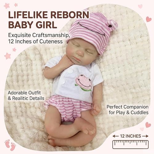 OtardDolls 33cm Reborn Baby Dolls Silicone Full Body Girl Lifelike Handmade Painted Dolls Silicone Reborn Babies for Kids thumbnail 4