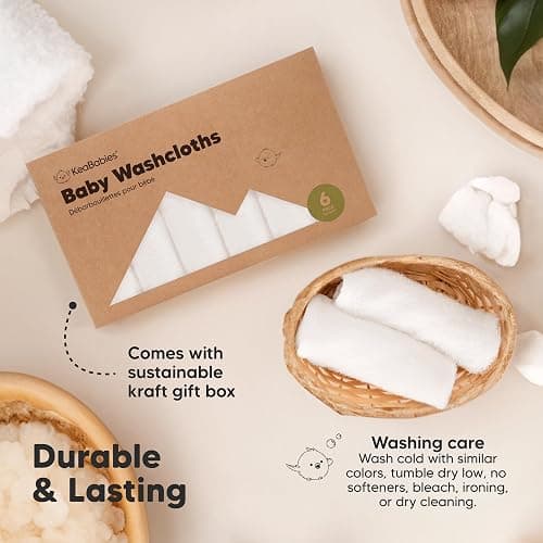 6-Pack Baby Washcloths – Soft Absorbent Viscose from Bamboo Washcloths for Face, Body, Baby Towels for Newborn, Kids, Toddlers, Infant, Gentle on Sensitive Skin, 10x10 Reusable Face Towels (White) thumbnail 7