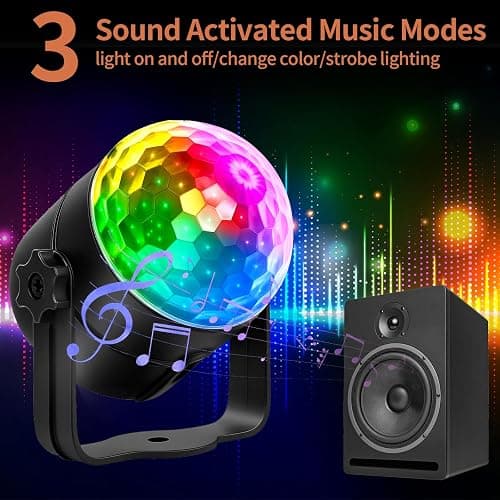COIDEA Disco Ball Light, Sound Activated Party Strobe Light, DJ Rave Lights with Remote, LED Stage Lights for Karaoke Birthday Christmas Halloween Decorations Indoor thumbnail 3