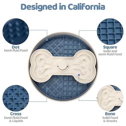 Puzzle Feeder Slow Feeder Dog Bowl with Lick Mat and Puzzle Inserts - Non-Slip Base, Adjustable Speed Design, Dishwasher Safe for Large Dogs,Blue thumbnail 6
