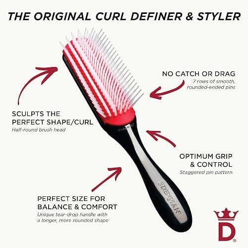 Denman D3 Original Curl Definer & Styler, Curly Hair Brush for Women & Men – 7 Row Detangling & Curl Defining Brush for Smooth Defined Curls - a precision Styling Brush for straight hair thumbnail 5
