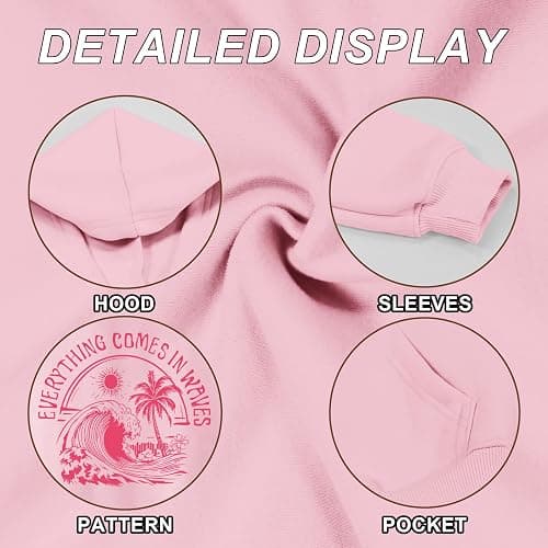 KIEKIECOO Girls Palm Graphic Hoodie Beach Cute Hoodies With Pocket Kids Preppy Sweatshirt Ocean Pullover Long Sleeve Top thumbnail 6