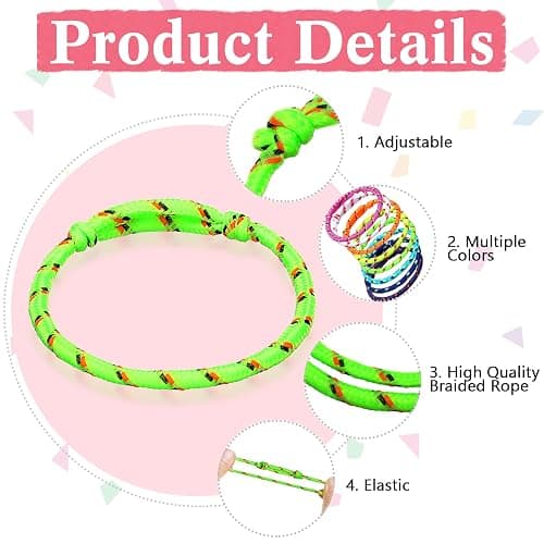 Remerry 168 Pcs Friendship Bracelets Adjustable Woven Rope Bracelets Bulk Graduation Ceremony Prom Class of 2026 Birthday Party Favors & Goodie Bag Stuffers, 8 Assorted Colors(Neon Colors) thumbnail 3