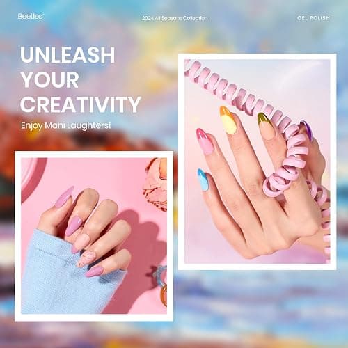 beetles Gel Polish Set Fall Gel Nail Polish Kit 36 Pcs 32 Colors with Base Top Coat Burgundy Red Blue Purple Hot Pink Green Black White Uv LED Lamp Nails Gifts for Women Fingertip Palette thumbnail 5