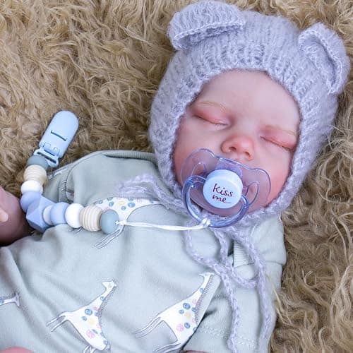 Aori Silicone Pacifier Clips Holder Flexible Binky Clip with Magnetic Pacifier for Lifelike Reborn Dolls - Blue thumbnail 2