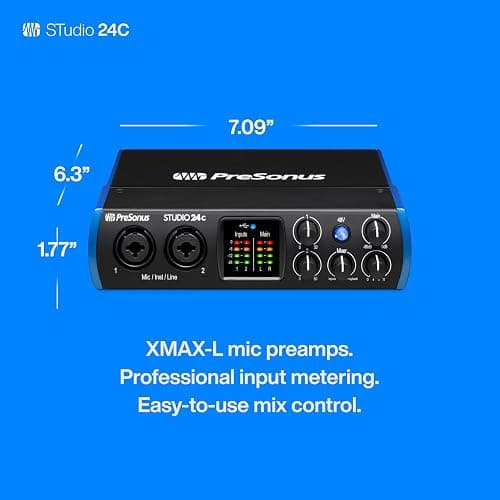 PreSonus Studio 24c 2x2, 192 kHz, USB Audio Interface with Studio One DAW Recording Software thumbnail 6