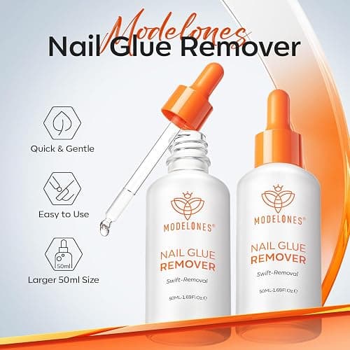 Modelones 50 ML Nail Glue Remover for Press On Nails, Upgrade Clear Stick On Nails Remover for Acrylic Tips, Nail Polish Remover with Wood Stick thumbnail 2