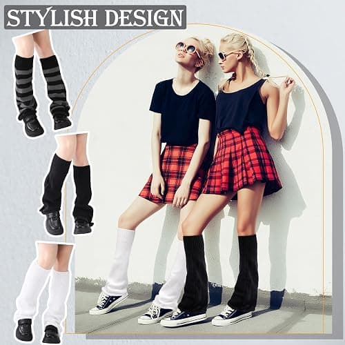 Jspupifip Leg Warmers for Girls, Knit Flared Long Leg Sleeves Socks, Y2K Kawaii Winter Accessories Halloween Christmas thumbnail 2