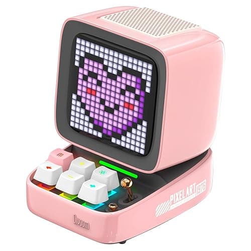 Divoom Ditoo Retro Pixel Art Game Bluetooth Speaker with 16X16 LED App Controlled Front Screen (Pink) - Pink - Image 1