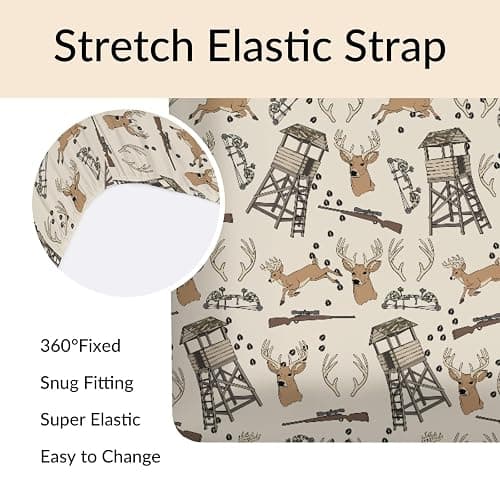 Deer Hunting Baby Crib Sheets Hunter Tree Stand Soft Breathable Baby Sheets Wild Animals Hunter Fitted Crib Mattress Cover for Standard Mattress 28x52in thumbnail 6