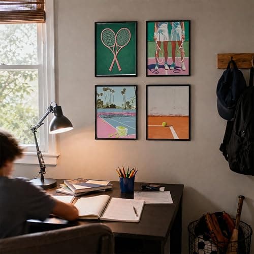 VONTP Tennis Wall Art Decor, 8x10 Inch Set of 4 (Unframed) | Tennis Sports Girly Modern Pastel Aesthetic Prints Posters Wall Decorations for Sports Girls Room Dorm Bedroom Club Gallery thumbnail 7