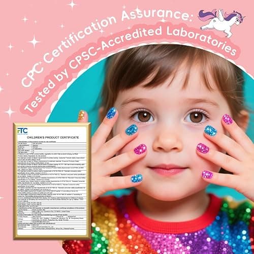 Aieenjor Non-Toxic Kids Nail Polish Set, Glitter Quick Dry Fingernail Polish for Toddler, Water-Based Peelable Nail Polish for Kids, 6 Color Rainbow for Halloween and DIY Gift Kid Ages 3+ thumbnail 2