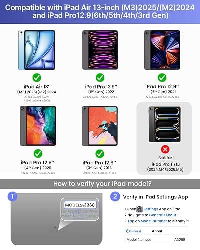 typecase Keyboard Case for iPad Air 13(M3 2025 / M2 2024) and iPad Pro 12.9 (6th, 5th, 4th, 3rd Gen),Magic Keyboard, Magnetic Keyboard Case with Multi-Touch Trackpad,11 Colors Backlight,Light Pink thumbnail 2