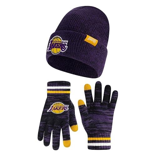 Ultra Game Youth NBA Official Super Soft Winter Beanie Knit Hat with Extra Warm Touch Screen Gloves - Image 1