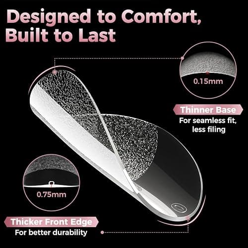 Luckyfairy Extra Short Almond Nail Tips, 240pcs Soft Gel Pre-Shaped Acrylic Fake Nails, Half Matte Full Cover Clear Gelly Press on Flase Nail Tips for Extension Nail Manicure Home DIY 12 Sizes thumbnail 5