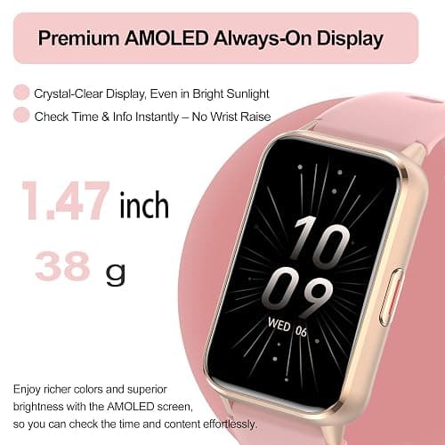 ALRETOME Fitness Tracker (Answer/Make Calls), Smart Watch for Women, with 1.47″ AMOLED Always-On Display, 24/7 Heart Rate, Sleep Tracking, 110+ Sport Modes, Waterproof, Compatible for Android Phone thumbnail 3