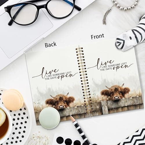 JRTW Live Like Someone Left the Gate Open Inspirational Highland Cow Notebook Journal, Cow Lover Gifts, Motivational Gifts for Women Men, Western Notebook, Spiral Journal 5.5x8.3 Inch thumbnail 4